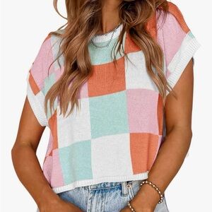 Colorful Checkered Sleeveless Top